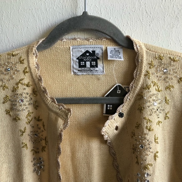 Storybook Knits Holiday Sweater Beaded Sequins Reindeer Cardigan S NWT Christmas - Picture 8 of 17